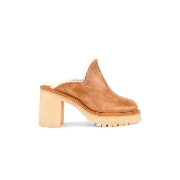 New Free People James Cozy Faux Fur Mule in Tan Size Eu36.5